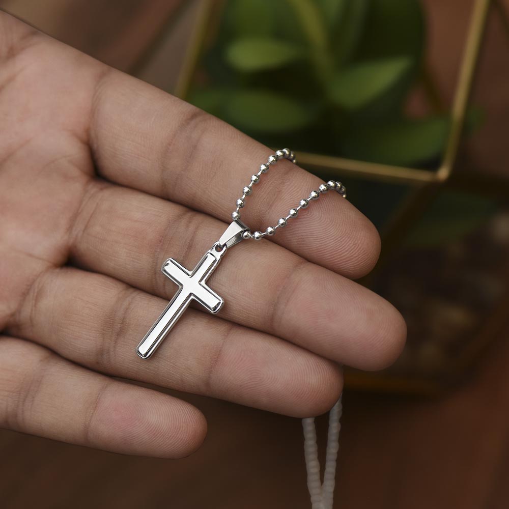 Artisan Crafted Cross Pendant with Modern Ball Chain