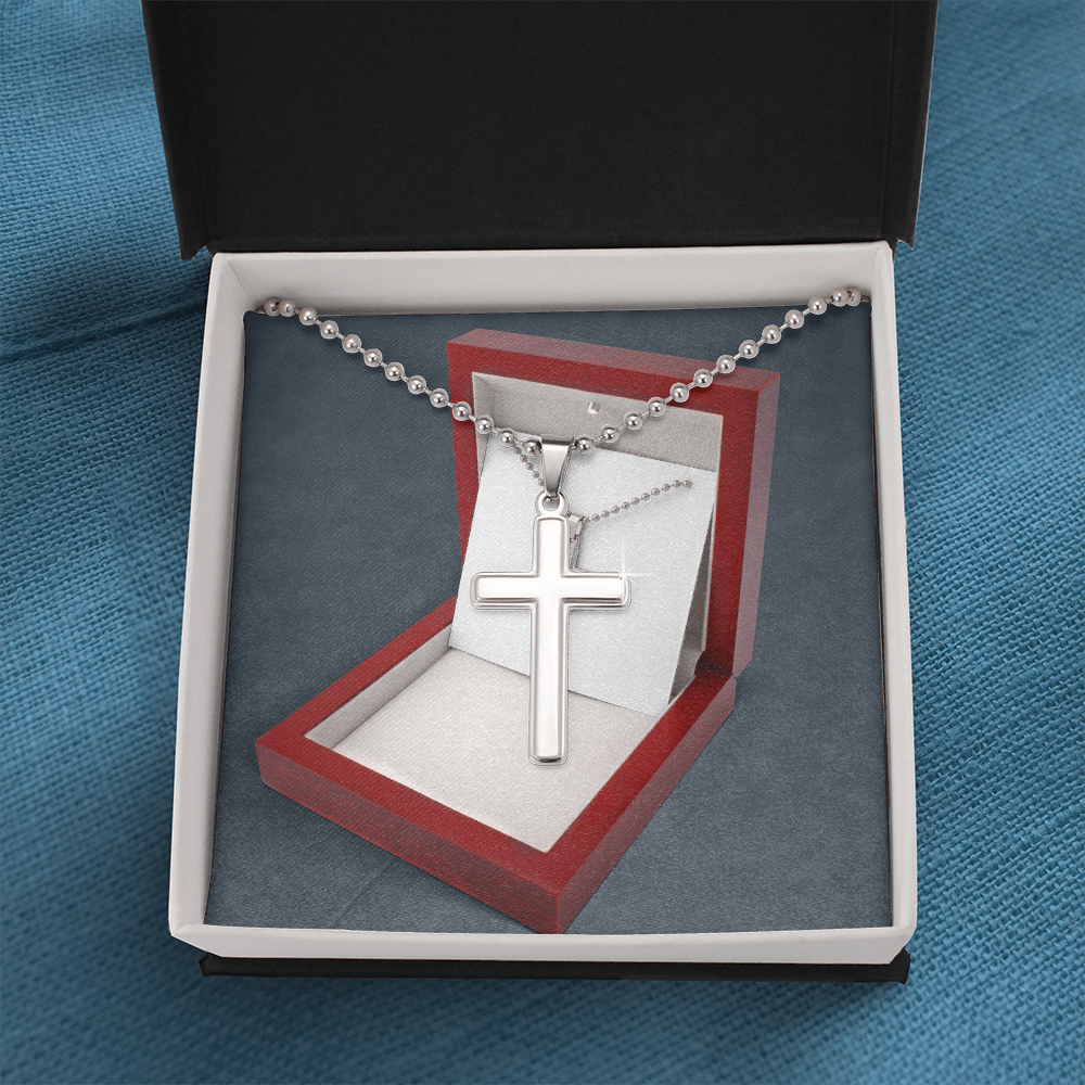 Artisan Crafted Cross Pendant with Modern Ball Chain