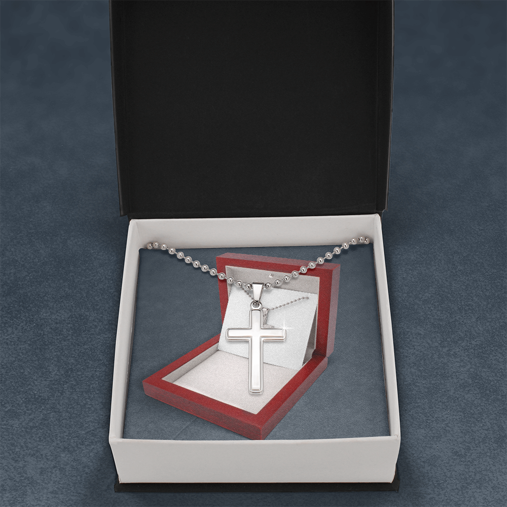 Artisan Crafted Cross Pendant with Modern Ball Chain