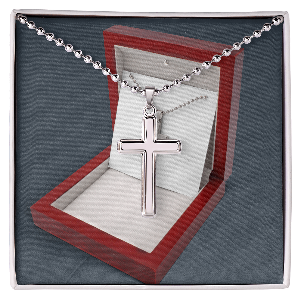 Artisan Crafted Cross Pendant with Modern Ball Chain