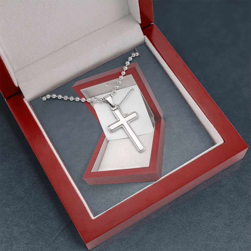 Artisan Crafted Cross Pendant with Modern Ball Chain