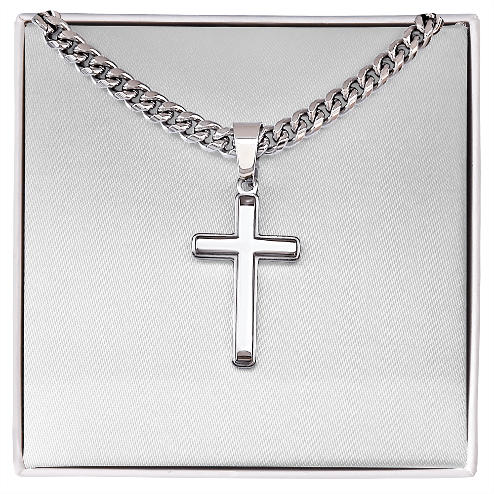 Faithly Forged Artisan Cross on Classic Cuban Chain
