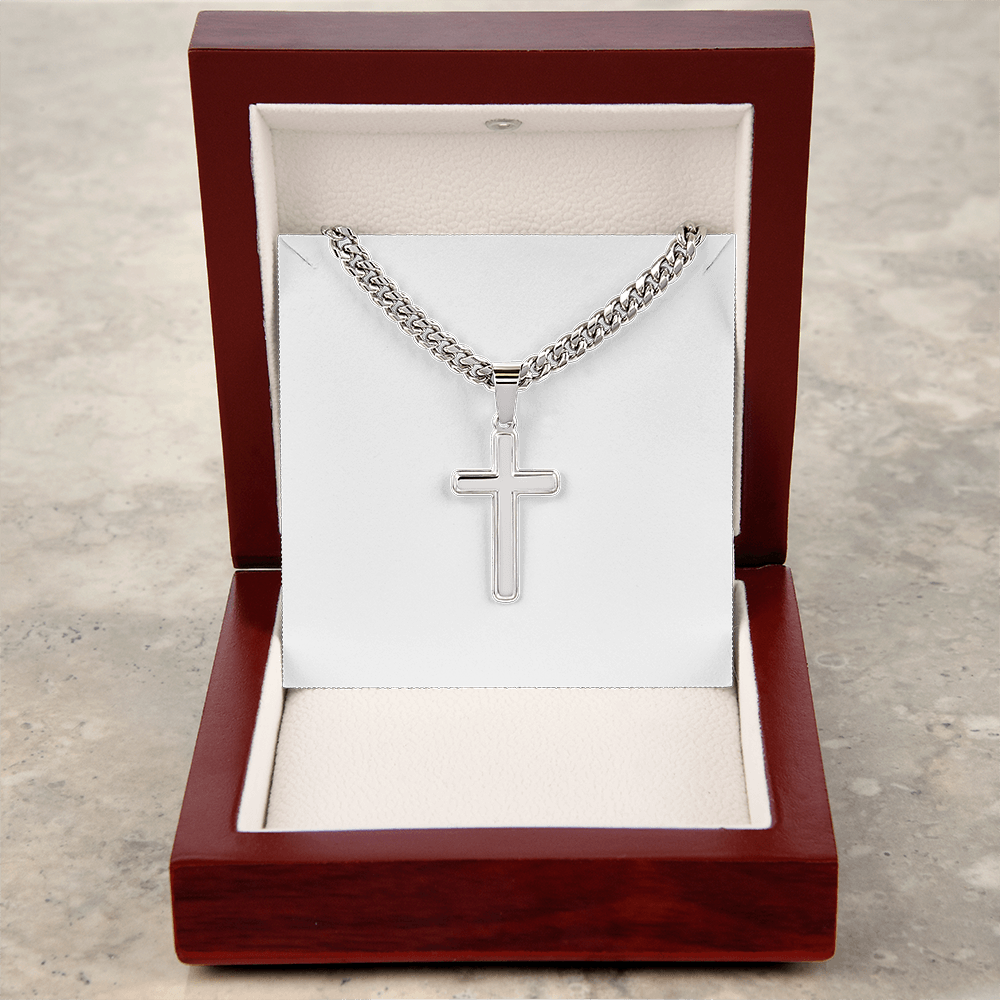Faithly Forged Artisan Cross on Classic Cuban Chain