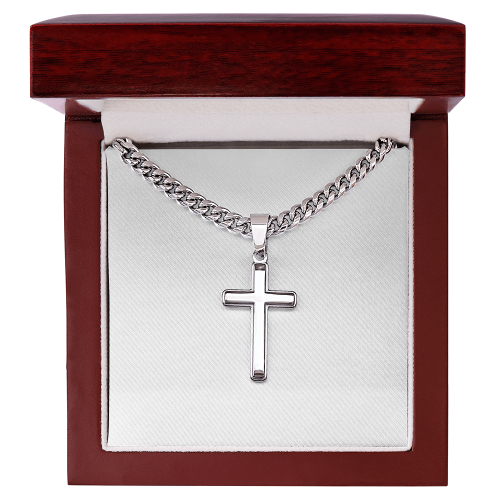 Faithly Forged Artisan Cross on Classic Cuban Chain