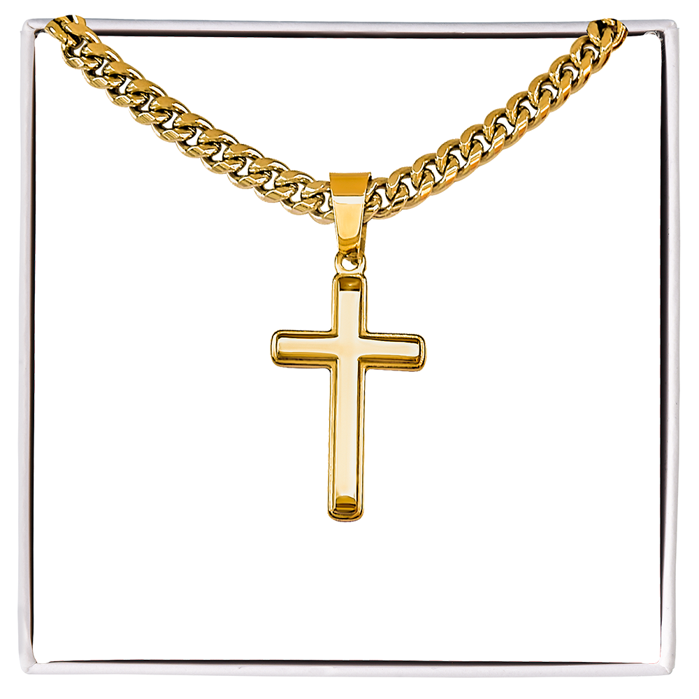 Faithly Forged Artisan Cross on Classic Cuban Chain