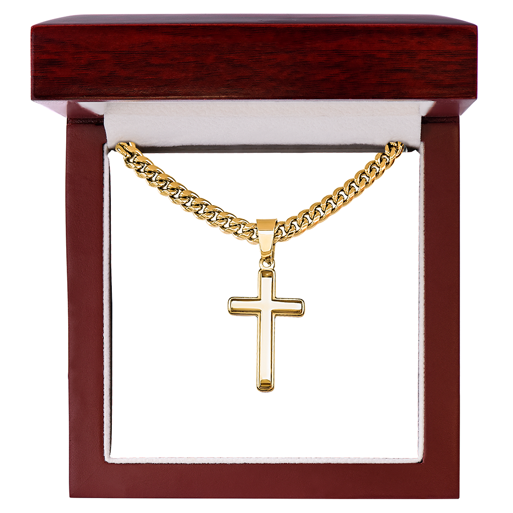 Faithly Forged Artisan Cross on Classic Cuban Chain