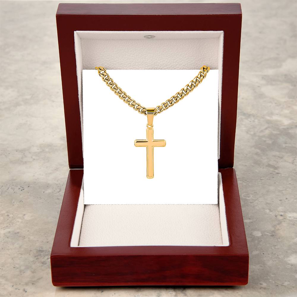 Faithly Forged Artisan Cross on Classic Cuban Chain